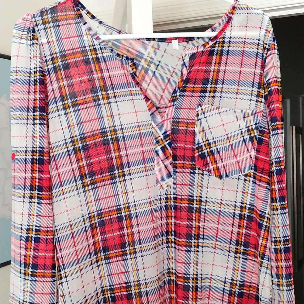 Sheer plaid top